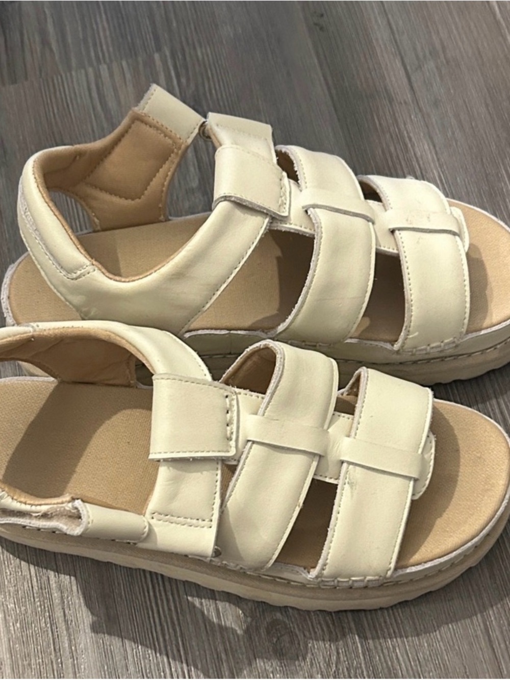 UGG Cream Strappy Platform Sandals
